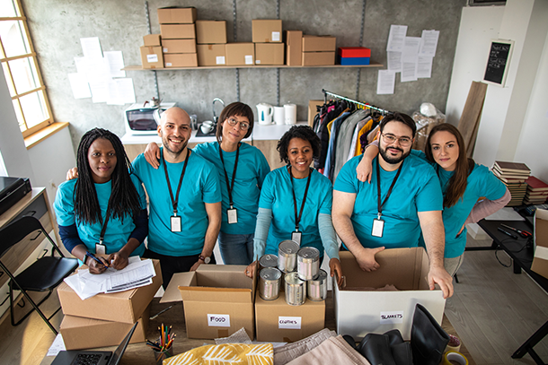 Volunteers for charity fundraiser non-profit